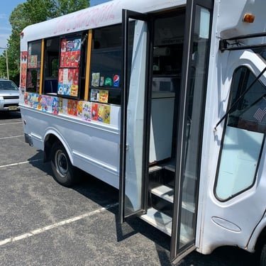 Happy customers at ice cream truck
